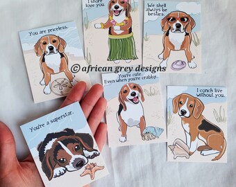 Beach Beagle Valentines - Eco-friendly Set of 6