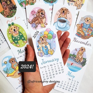 2024 Golden Retriever Calendar - Mini Desk Size - Printed on Recycled Linen Paper - With or Without Mini Easel