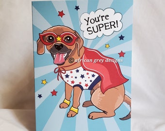 Super Puggle Greeting Card