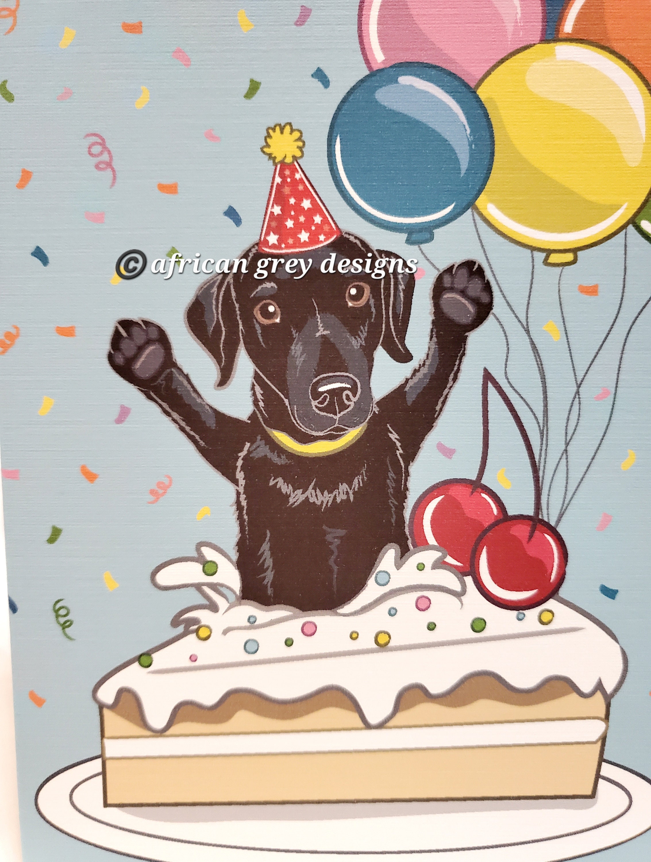 Black Lab Birthday Cake Greeting Card Etsy UK