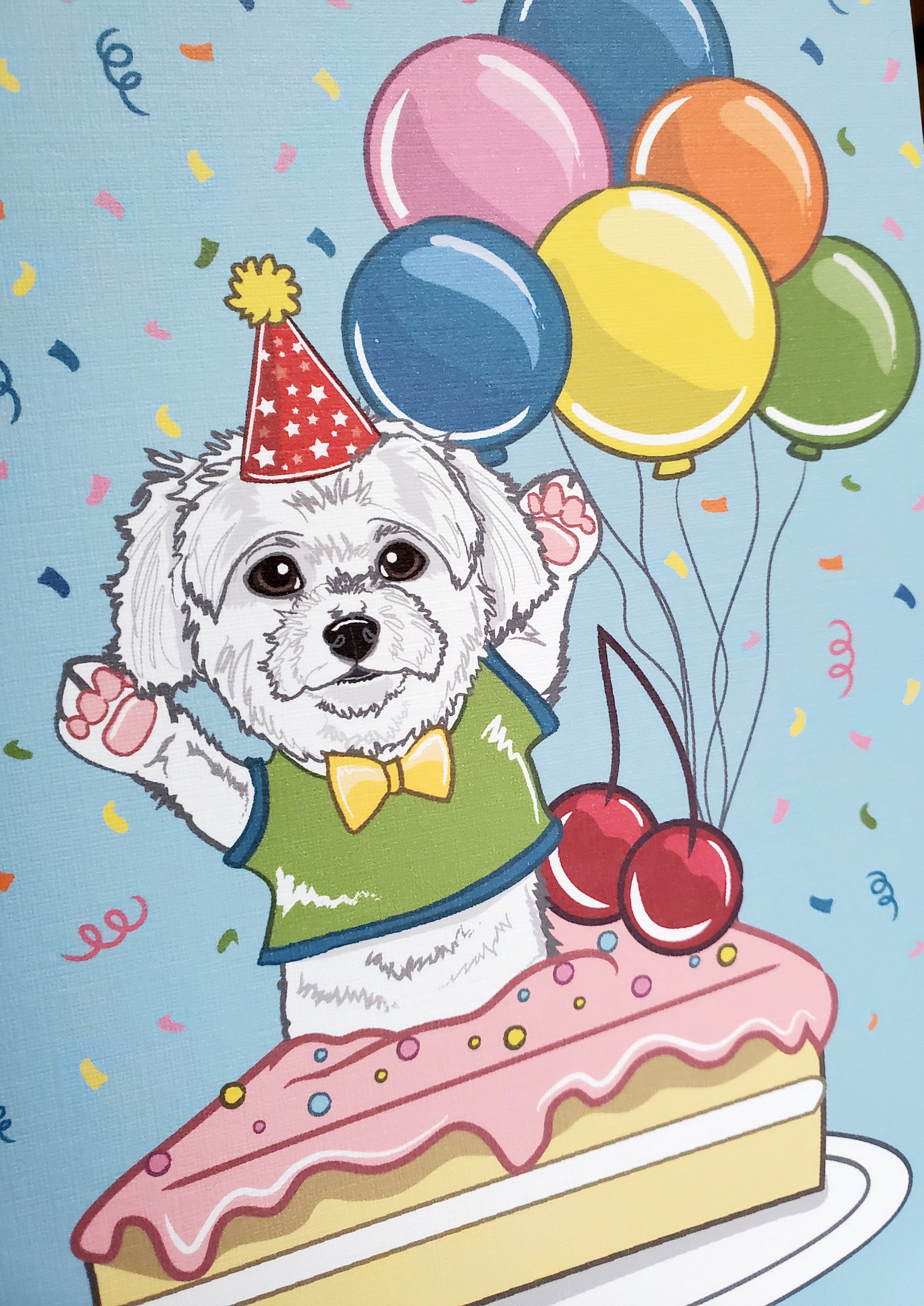 Maltese Birthday Cake Greeting Card Etsy