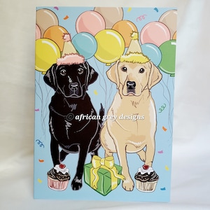 Birthday Labs Greeting Card - Black and Yellow