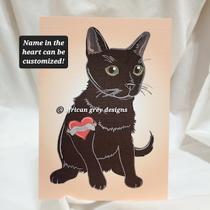 Custom Black Cat Tattoo Greeting Card
