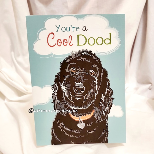 Cool Black Labradoodle Greeting Card