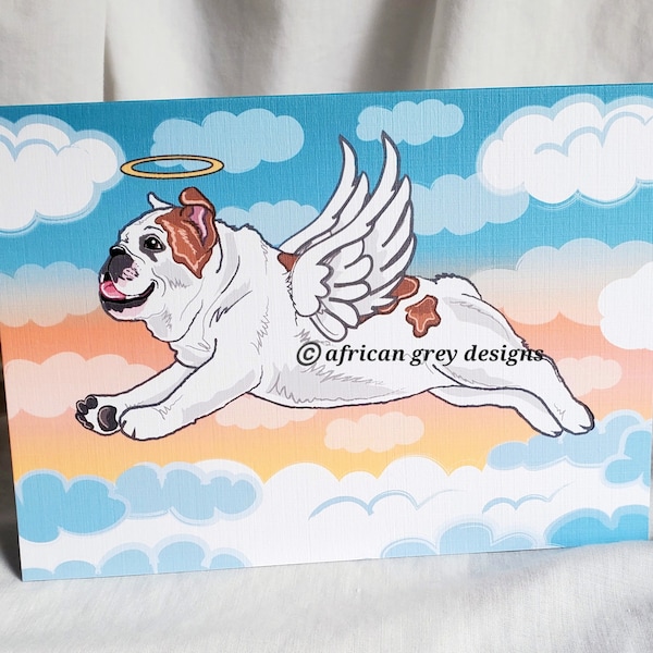 Flying English Bulldog Angel Greeting Card