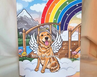 Rainbow Bridge Golden Retriever Greeting Card