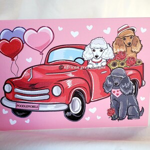 Red Truck Poodles Greeting Card