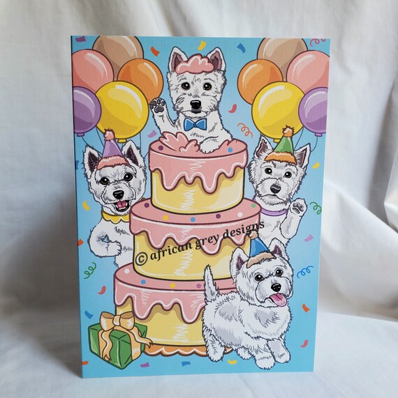 Westie Birthday Cake Greeting Card Etsy