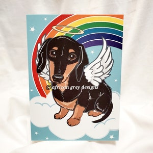 Angel Dachshund Greeting Card - Black and Tan