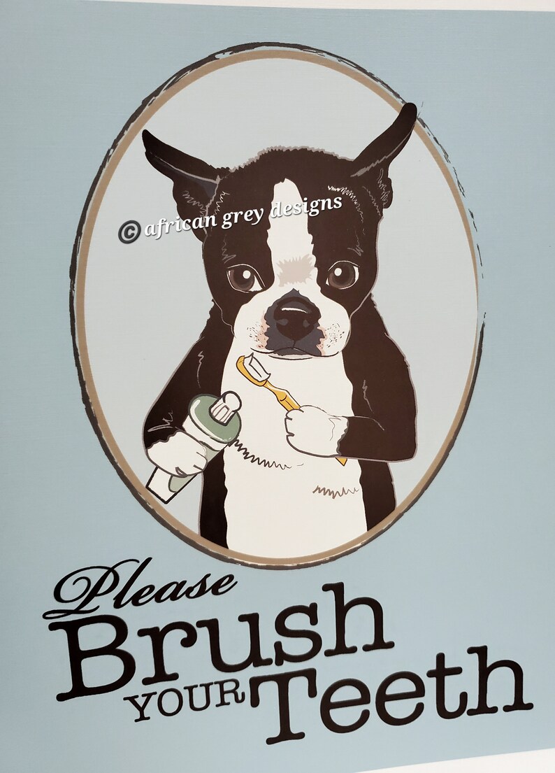 Brush Your Teeth Boston Terrier 8x10 Ecofriendly Print Etsy