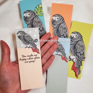 African Grey Parrot Bookmarks - Eco-friendly Set of 5 Printed on ...