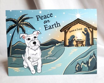 Nativity Scene Schnauzer - Peace on Earth - Greeting Card