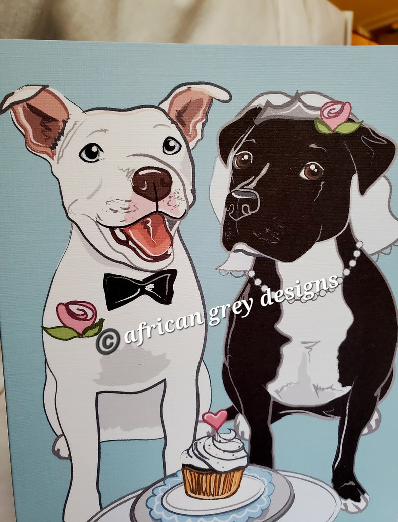 Wedding Pit Bulls Greeting Card image 2