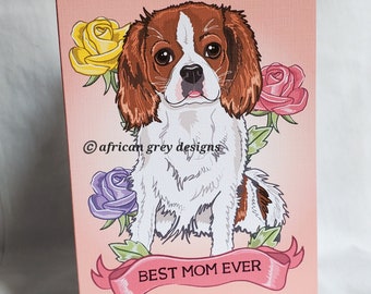 Best Mom King Charles Spaniel Greeting Card