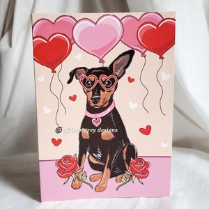 Min Pin with Heart Balloons - Greeting Card