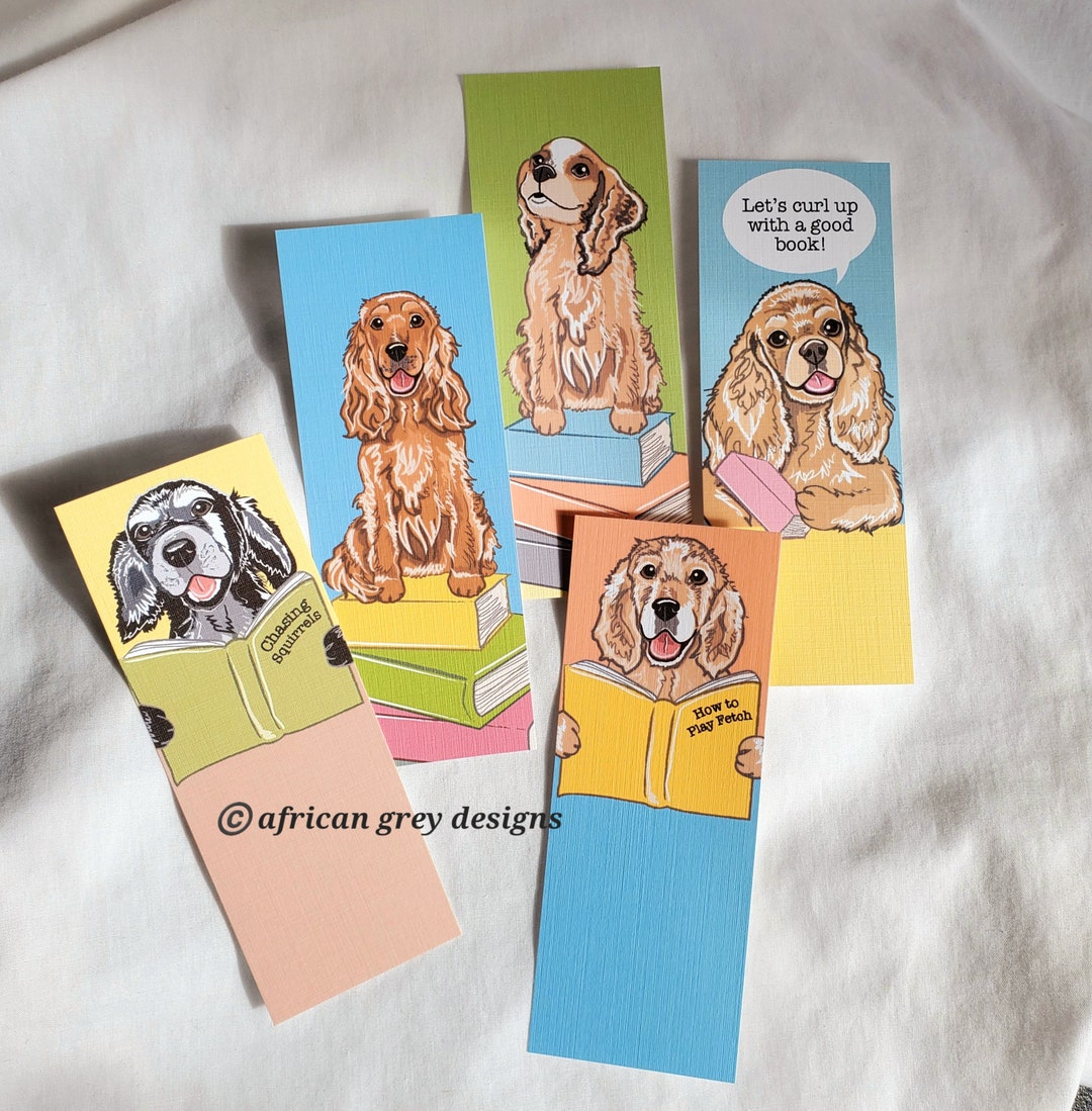 Cocker Spaniel Bookworm Bookmarks - Eco-friendly Set of 5 - Etsy