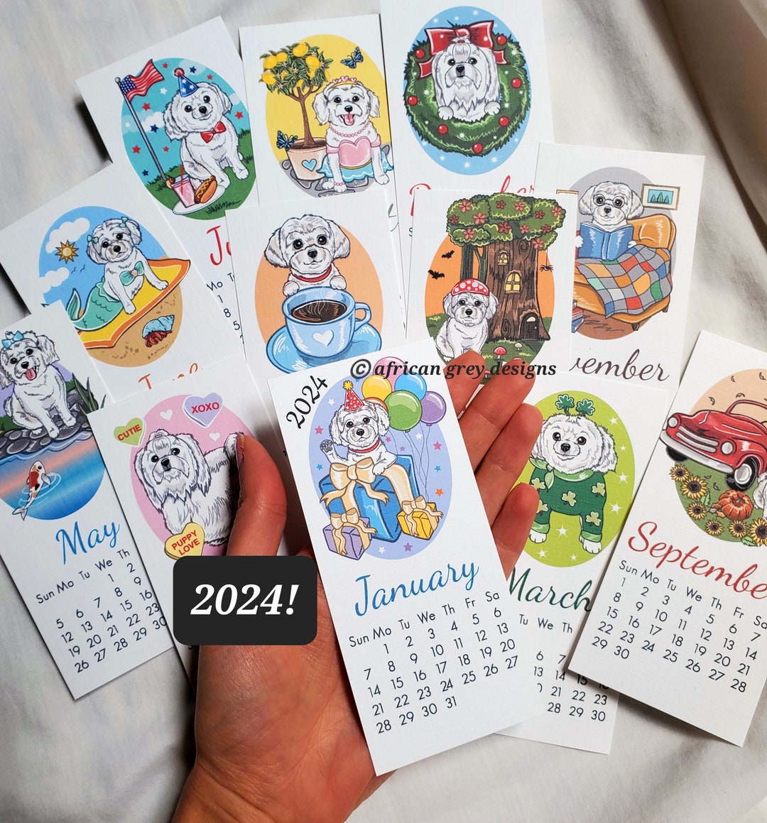 2024 Maltese Calendar Mini Desk Size Printed on Recycled Linen Paper