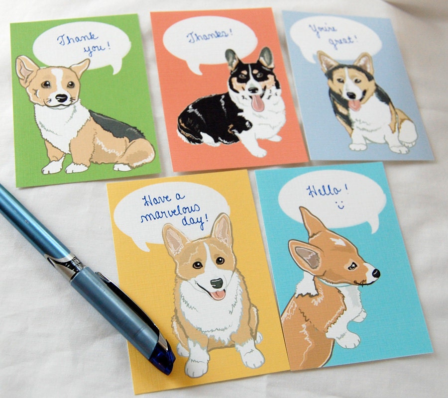 Editable Corgi Notes Corgi Mini Notecards - Blank Conversation Bubbles - Eco-friendly Set of ...