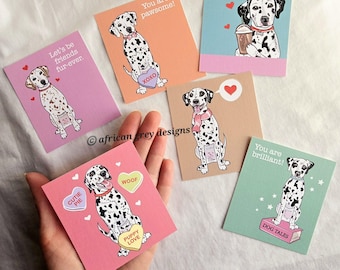 Dalmatian Valentines - Mini Eco-friendly Set of 6 Printed on Linen Paper
