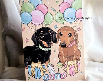 Baby Shower Dachshund Greeting Card