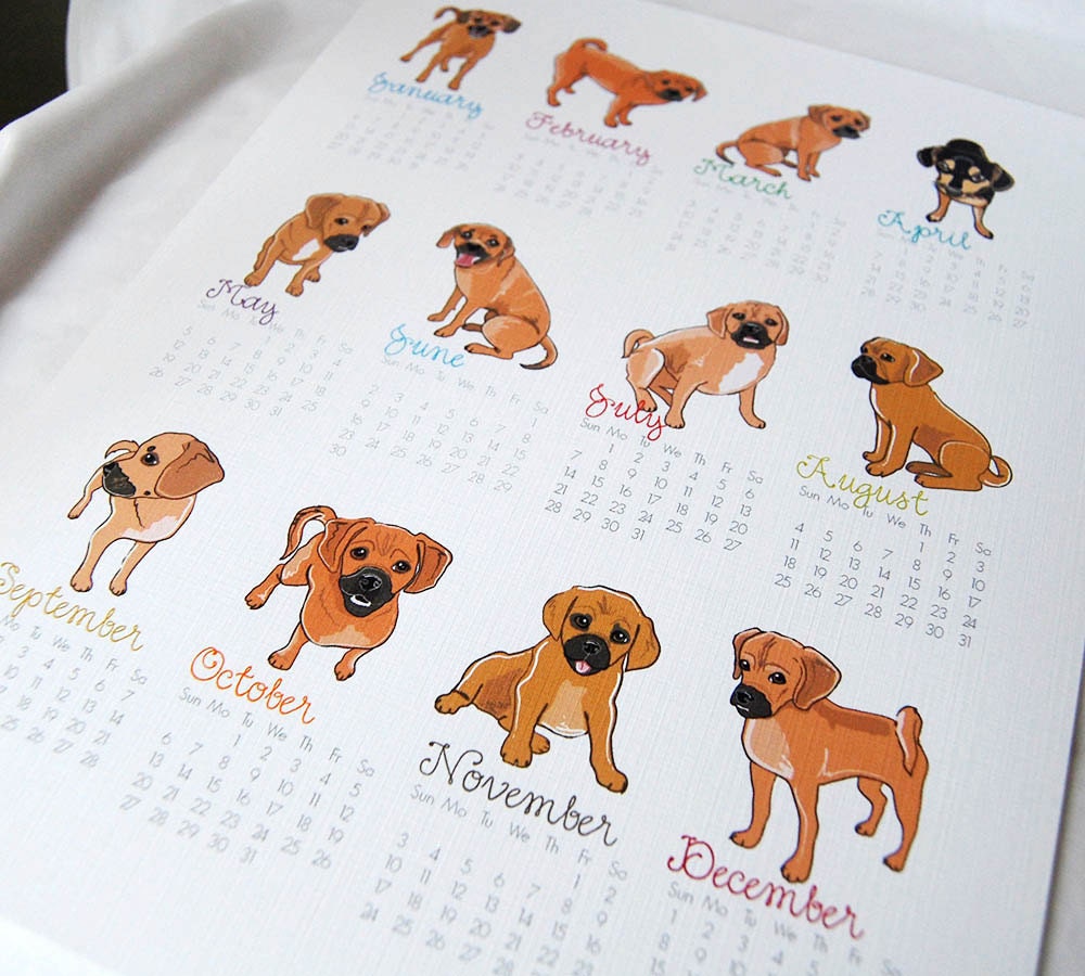 Puggle 2025 Calendar Google anny horatia