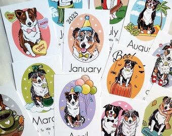 2023 Australian Shepherd Calendar - Mini Desk Size - Printed on Recycled  Linen Paper - With or Without Mini Easel