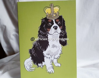 King Charles Spaniel Crown Greeting Card - Tricolor