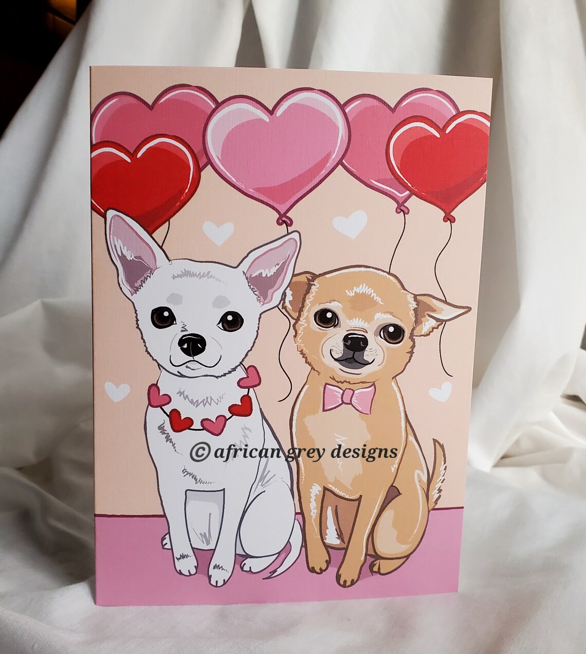 Valentine Chihuahuas Greeting Card White and Solid Tan Etsy