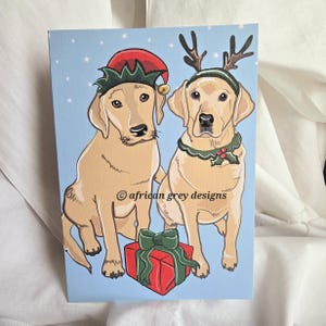 Christmas Yellow Labs Greeting Card