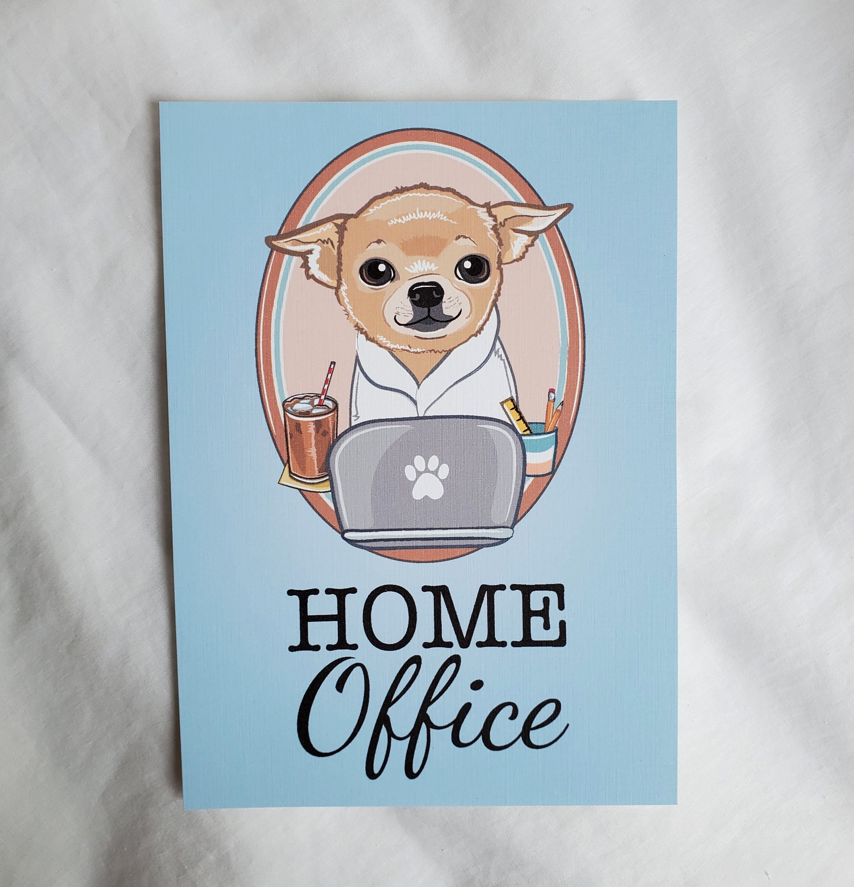 Home Office Chihuahua 5x7 Eco-friendly Print on Linen Paper - Etsy