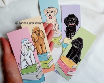 Poodle Bookmarks - Eco-friendly Set of 5 - Poodles on Books