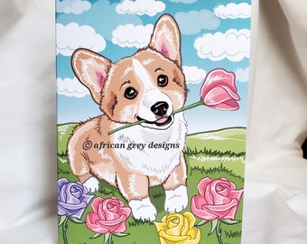 Corgi Rose Garden Greeting Card