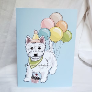 Westie &#39;n Balloons Greeting Card