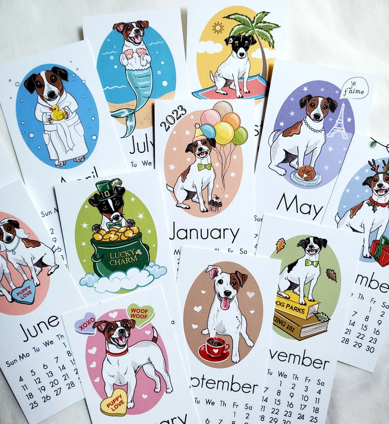 2023 Jack Russell Terrier Calendar Mini Desk Size Printed Etsy