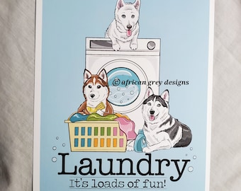 Husky Laundry Print - Washing Machine - 8x10 Eco-friendly Size