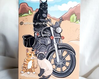 Motorcycle Cats Greeting Card