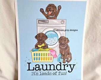 Chocolate Lab Laundry Print - Washing Machine - 8x10 Eco-friendly Size