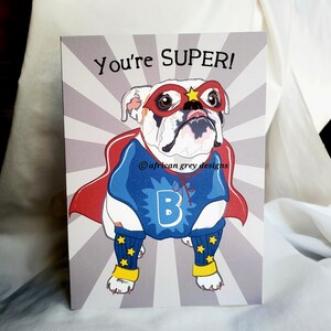 Super Bulldog Greeting Card - Customizable with Your Letter Choice