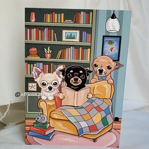 Chihuahua Library Greeting Card