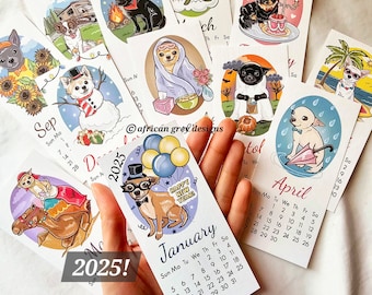 2025 Chihuahua Calendar - Mini Desk Size - Printed on Recycled Linen Paper - Available With or Without Mini Easel