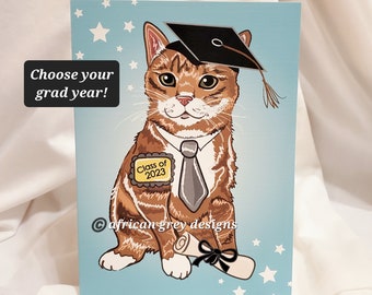 Orange Tabby Cat Graduation Greeting Card