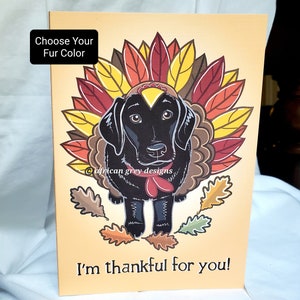 Thanksgiving Lab Greeting Card - Choose Your Fur Color