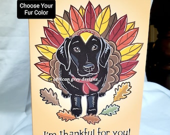 Thanksgiving Lab Greeting Card - Choose Your Fur Color