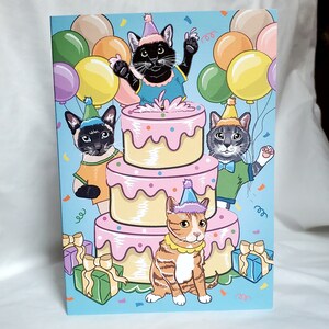 Cat Birthday Cake Greeting Card