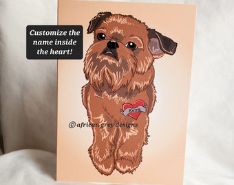 Custom Brussels Griffon Tattoo Greeting Card - Customize the Heart