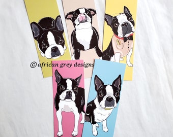 Boston Terrier Bookmarks - Black and White - Eco-friendly Set of 5