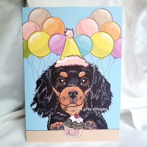 Birthday Cavalier King Charles Spaniel Greeting Card - Black and Tan