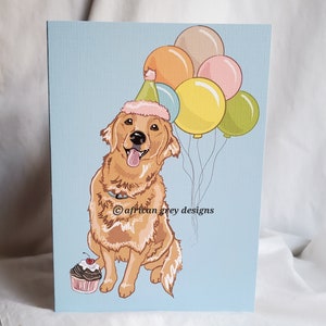 Golden Retriever 'n Balloons Greeting Card