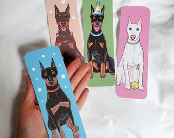 Large Doberman Bookmarks - Eco-friendly Set of 4 - Printed on Recycled Linen Paper