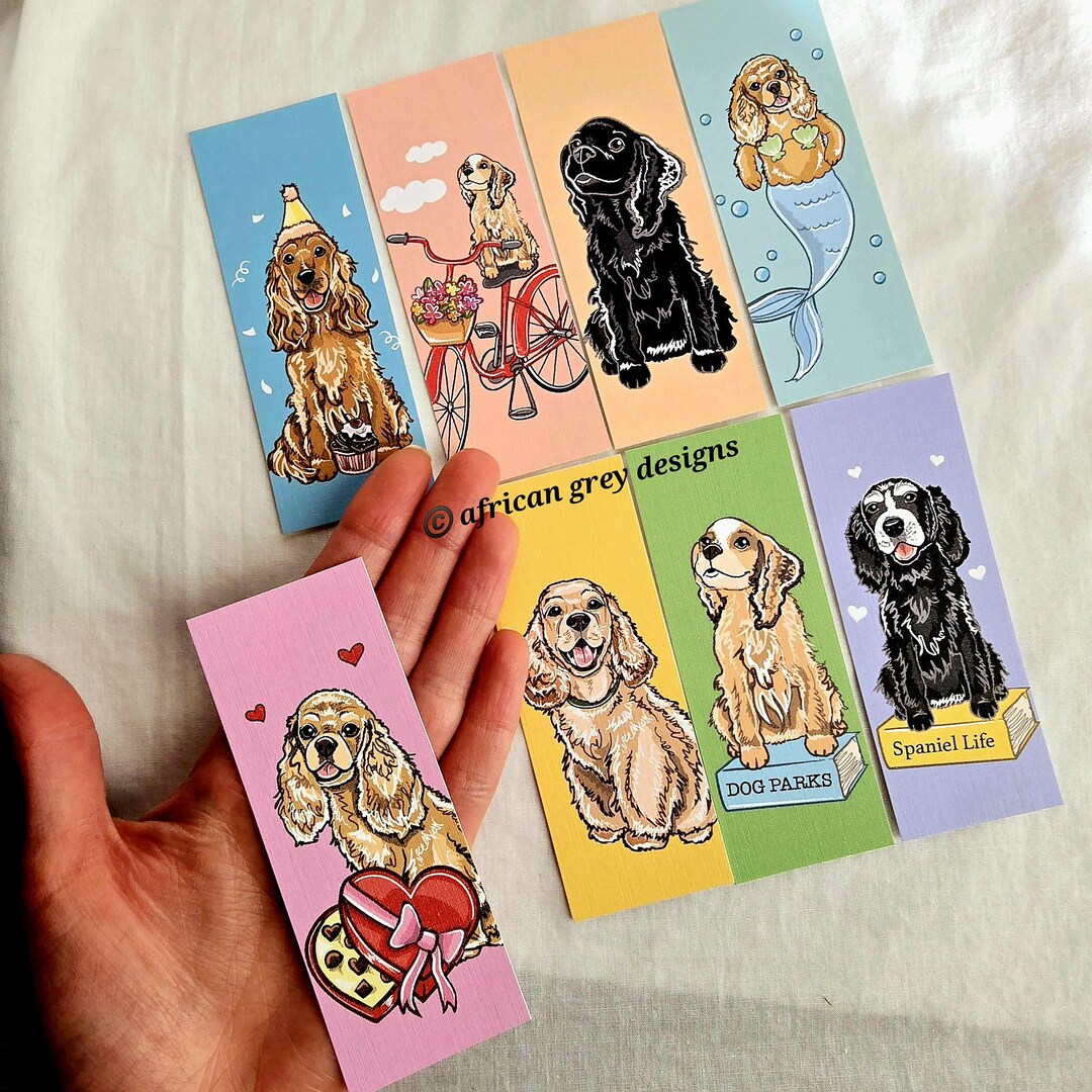 Mini Cocker Spaniel Bookmarks - Eco-friendly Set of 8 Printed on ...